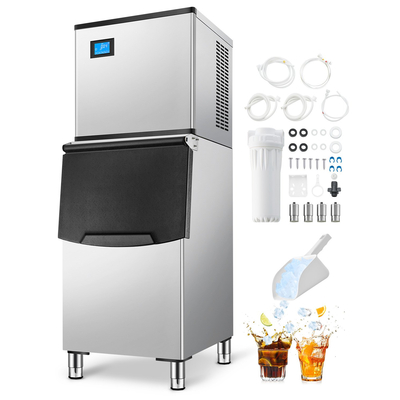VEVOR Commercial Ice Maker 300LBS/24H & 250LBS Storage Bin AutoCleaning