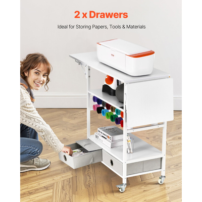 Rolling Craft Cart and Storage Table 14 Βινυλίου Ρολό Θήρες 2 Συρτάρια Πτυσσόμενα