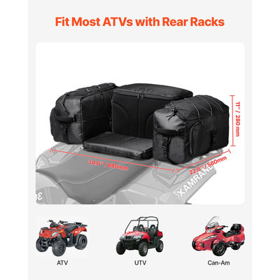 VEVOR 74L ATV Rear Storage Bag 600D Oxford Cloth Πίσω τσάντα φορτίου & μαξιλάρι σφουγγαριού