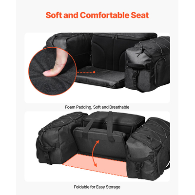 VEVOR 74L ATV Rear Storage Bag 600D Oxford Cloth Πίσω τσάντα φορτίου & μαξιλάρι σφουγγαριού