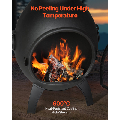 Εξωτερικό τζάκι αλουμινίου VEVOR 22 ιντσών Chiminea με πλέγμα ψησίματος & παλτό καμινάδας