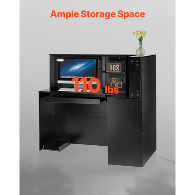 Τραπέζι ρεσεψιόν VEVOR Μπροστινό πάγκο σε σχήμα L 55.12 σε μαύρο τραπέζι γραφείου