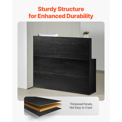 Τραπέζι ρεσεψιόν VEVOR Μπροστινό πάγκο σε σχήμα L 55.12 σε μαύρο τραπέζι γραφείου