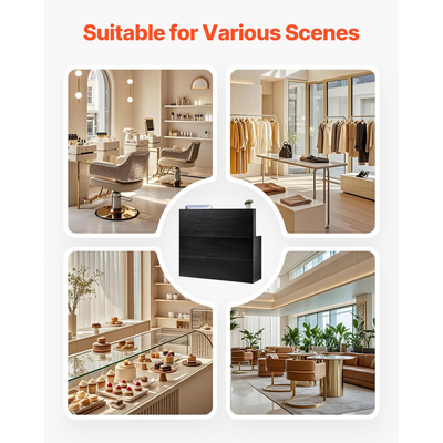 Τραπέζι ρεσεψιόν VEVOR Μπροστινό πάγκο σε σχήμα L 55.12 σε μαύρο τραπέζι γραφείου