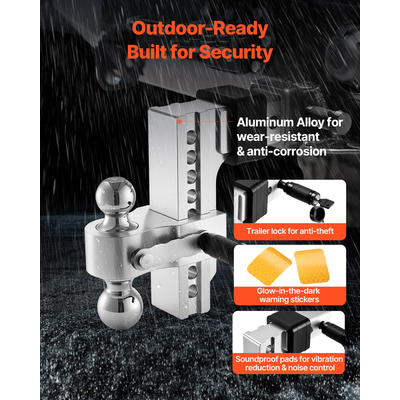 VEVOR Ρυθμιζόμενος κοτσαδόρος τρέιλερ 2,5" Δέκτης 8" Drop Tri-Ball Hitch 18500 lbs