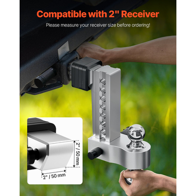 VEVOR ρυθμιζόμενος κοτσαδόρος τρέιλερ 2" Δέκτης 8" Drop Tri-Ball Hitch 15000 lbs