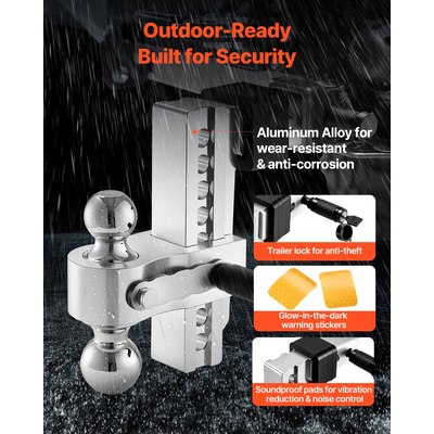 VEVOR ρυθμιζόμενος κοτσαδόρος τρέιλερ 2" Δέκτης 8" Drop Tri-Ball Hitch 15000 lbs