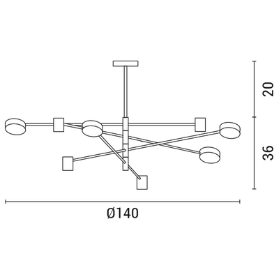 ΦΩΤΙΣΤΙΚΟ ΚΡΕΜΑΣΤΟ 8ΦΩΤΟ LED 60W 140X57 ΧΡΥΣΟ ARTE ILLUMINA