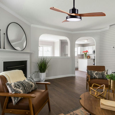 ΑΝΕΜΙΣΤΗΡΑΣ ΟΡΟΦΗΣ ΜΑΥΡΟ ΚΑΙ ΞΥΛΟ ΜΕ LED ΦΩΣ ΚΑΙ ΚΟΝΤΡΟΛ Φ122 DC 35W