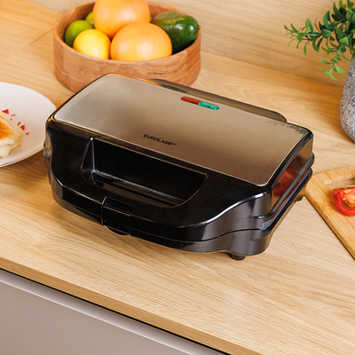 ΤΟΣΤΙΕΡΑ ΜΑΥΡΗ INOX ΜΕ ΑΠΟΣΠΩΜΕΝΕΣ ΠΛΑΚΕΣ ΓΚΡΙΛ ΓΙΑ 2 ΤΟΣΤ 900W