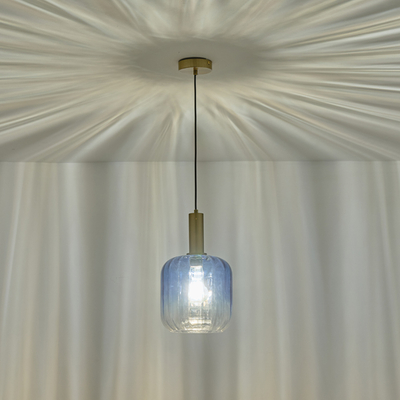 ΦΩΤΙΣΤΙΚΟ ΚΡΕΜΑΣΤΟ ΑΝΑΓΛΥΦΟ ΓΥΑΛΙ 1XΕ27 15W 200X210mmX160cm ΜΠΛΕ ARTE ILLUMINA OMBRE