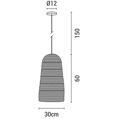 ΦΩΤΙΣΤΙΚΟ ΚΡΕΜΑΣΤΟ ΜΟΝΟΦΩΤΟ Ε27 MAX 60W D300X600H BAMBOO ARTE ILLUMINA CROSSLINE