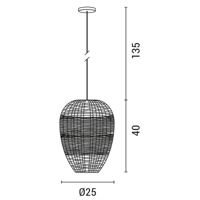 ΦΩΤΙΣΤΙΚΟ ΚΡΕΜΑΣΤΟ ΜΟΝΟΦΩΤΟ Ε27 Φ25,5X29 RATTAN (ΨΑΘΙΝΟ) ARTE ILLUMINA KAI