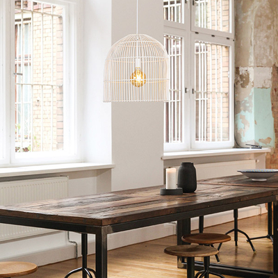 ΦΩΤΙΣΤΙΚΟ ΚΡΕΜΑΣΤΟ ΜΟΝΟΦΩΤΟ  Ε27 MAX 60W D500X500 RATTAN ΛΕΥΚΟ ARTE ILLUMINA KAI