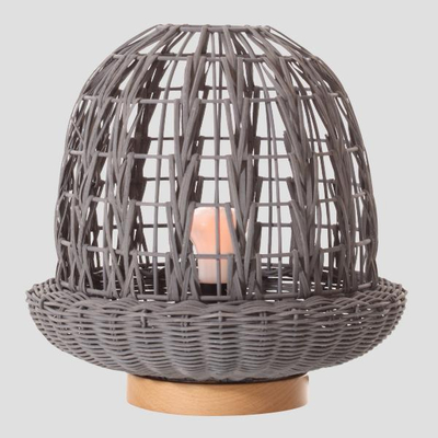 ΠΟΡΤΑΤΙΦ E27 ΒΑΣΗ ΞΥΛΟ&RATTAN Φ29X30 ΓΚΡΙ ARTE ILLUMINA