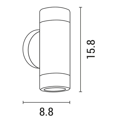 ΑΠΛΙΚΑ ΤΟΙΧΟΥ ΠΛΑΣΤΙΚΗ UPDOWN ΣΤΡΟΓΓΥΛΗ IP65 GU10 ΜΑΥΡΟ ARTE ILLUMINA