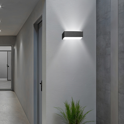 ΑΠΛΙΚΑ ΤΟΙΧΟΥ ΤΕΤΡΑΓΩΝΗ ΑΛΟΥΜΙΝΙΟΥ LED UPDOWN 10W ΓΡΑΦΙΤΗΣ ARTE ILLUMINA NIKITA