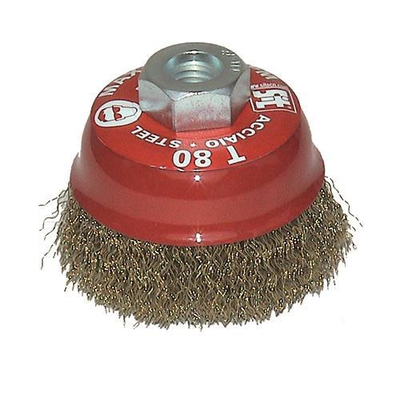 Συρματόβουρτσα καμπάνα για γωνιακό τροχό Μ14 με  κίτρινο σύρμα Νο100mm / 2223-100