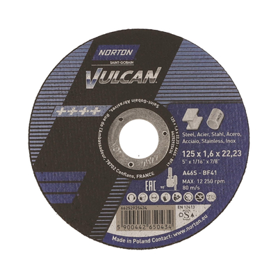Δίσκος κοπής για inox-σιδηρου  25τεμ. ίσιος VULCAN No125x1,6x22,3mm / 66252925434