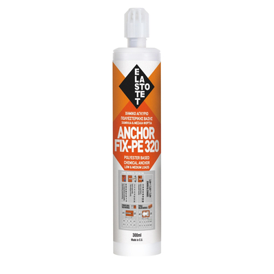 Χημικό βύσμα ANCHOR FIX PE 320 15τεμ. 300ml. Χημικό αγκύριο, πολυεστερικής βάσης, χωρίς
στυρένιο, για χαμηλά - μεσαία φορτία. Είναι
κατάλληλο για αγκυρώσεις ντιζών και βιδών
σε συμπαγείς ή κούφιες επιφάνειες από
σκυρόδεμα, τούβλα και πέτρες. Είναι κατάλληλο
για εφαρμογή μόνο σε στεγνές επιφάνειες. Λόγω
της απουσίας στυρενίου έχει ήπια οσμή, και έτσι
μπορεί να εφαρμοστεί και σε κλειστούς χώρους.
Μπορεί να χρησιμοποιηθεί και σε κούφια υλικά
χρησιμοποιώντας κατάλληλες πλαστικές θήκες.
Παρουσιάζει γρήγορο στέγνωμα, είναι εύχρηστο και
δεν χρειάζεται προ-ανάμιξη των δύο συστατικών.
Εφαρμόζεται με απλό πιστόλι σιλικόνης. Είναι
θιξοτροπικό και δεν κρεμάει. / E.00003