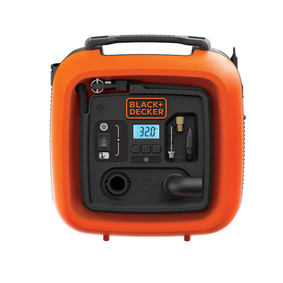 Αεροσυμπιεστής μέγιστη πίεση 160 PSI, μέγιστη πίεση 11 BAR, διατίθεται με ακροφύσια & σωλήνα για λάστιχα αυτοκινήτων με ακροφύσια, σωλήνα για λάστιχα αυτοκινήτων, σωλήνα για μεγάλους όγκους σε χαμηλή πίεση, ψηφιακή οθόνη & θήκη για αποθήκευση καλωδίου, σωλήνων & ακροφύσιων / ASI400-XJ