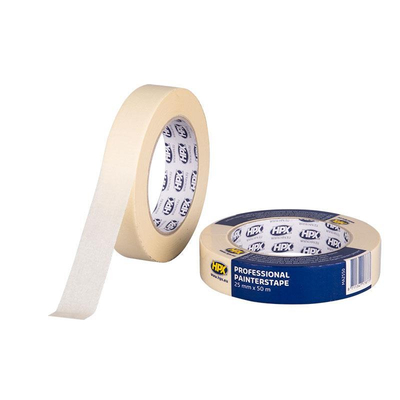 Χαρτοταινία βαφής PROFESSIONAL 60°C 25mmx50m. Υψηλής ποιότητας χαρτοταινία για εξαιρετική ακρίβεια. Καλή πρόσφυση σε μέταλλο, γυαλί, πλαστικά και λάστιχο. Αντέχει στα διαλυτικά. Αντέχει στην UV ακτινοβολία, δεν αφήνει υπολείμματα στις περισσότερες επιφάνειες μέχρι και 3 μήνες μετά από την εφαρμογή. / MA2550