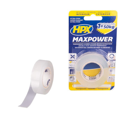 Ταινία διπλής όψεως MAX POWER διάφανη 19mmx2m. Ταινία διπλής όψης διάφανη με πολύ δυνατή ακρυλική κόλα. Κατάλληλη για την τοποθέτηση αντικειμένων κάθε τύπου. Πολύ καλή πρόσφυση σε μέταλλο, γυαλί και στα περισσότερα είδη πλαστικού. Αντοχή 1,5kg. Μεγάλη αντοχή στην υγρασία. Κατάλληλη για χρήση σε εσωτερικό και εξωτερικό χώρο.
Αντικαθιστά καρφιά, βίδες και υγρές κόλλες. Αντέχει έως 120C Aντοχή διάτμησης : 5,9kg/cm2. / HT1902S