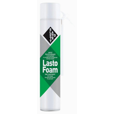 Αφρός πολυουρεθάνης, χειρός LASTOFOAM 12τεμ φιάλη 750ml, για πλήρωση κενών,
ρωγμών και οπών. Έχει εξαιρετική πρόσφυση σε
όλα τα υποστρώματα εκτός από πολυαιθυλένιο,
πολυπροπυλένιο και τεφλόν. Είναι ανθεκτικός 
στο νερό και τη γήρανση αλλά ευαίσθητος στην
ακτινοβολία UV. Προσφέρει εξαιρετική μόνωση. 
Ελεύθερη διόγκωση μέχρι 40 λίτρα ανά φιάλη. Μετά
την σκλήρυνση δεν συρρικνώνεται. / P.00825