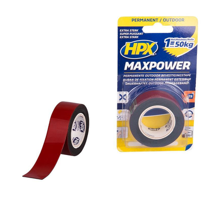Ταινία διπλής όψεως MAXPOWER OUTDOOR μαύρη 25mmx1,5m. Ταινία διπλής όψης διάφανη με πολύ δυνατή ακρυλική κόλα. Κατάλληλη για την τοποθέτηση αντικειμένων κάθε τύπου. Πολύ καλή πρόσφυση σε μέταλλο, γυαλί και στα περισσότερα είδη πλαστικού. Αντοχή 1,5kg. Μεγάλη αντοχή στην υγρασία. Κατάλληλη για χρήση σε εσωτερικό και εξωτερικό χώρο.
Αντικαθιστά καρφιά, βίδες και υγρές κόλλες. Αντέχει έως 120C Aντοχή διάτμησης : 5,9kg/cm2. / OT2502S