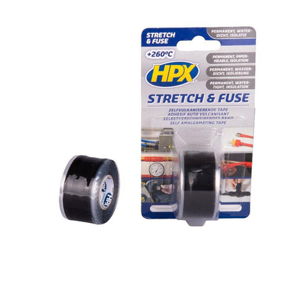 Ταινία stretch and fuse μαύρη 25mmx3m. Δημιουργεί μόνιμα υδατοστεγή επιδιόρθωση. Ηλεκτρομονωτική. Κατάλληλη για όλες τις επιφάνειες. Επιβράδυνση στην μετάδοση φλόγας. Δεν αφήνει υπολείμματα. Εύκολη στη χρήση. Αντέχει πίεση ως 8 Bar. Αντέχει έως 200C (μέχρι 260C για μικρά διαστήματα). Aντοχή εφελκυσμού 4,82mPa. / SZ2503