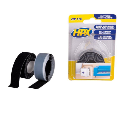 Tαινία ZIPFIX velcro μαύρη αρσενικό+θηλυκό 20mmx1m. 
• Πολύ ισχυρή αυτοκόλλητη ταινία Velcro
• Kατάλληλη για ποικίλες εφαρμογές στερέωσης - συγκράτησης,
 πχ. μοκετών αυτοκινήτου, ηχοσυστημάτων, εργαλείων, κλπ
• Καλή πρόσφυση σε μέταλλο, γυαλί, ξύλο. κεραμεικά
 και τα περισσότερα πλαστικά.
• Κατάλληλη και για χρήση σε εξωτερικούς χώρους / ZF2001