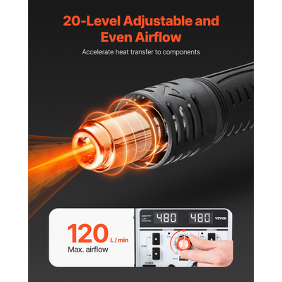 VEVOR 2-σε-1 Hot Air Rework & Soldering Station 820W με θύρα φόρτισης USB 5V