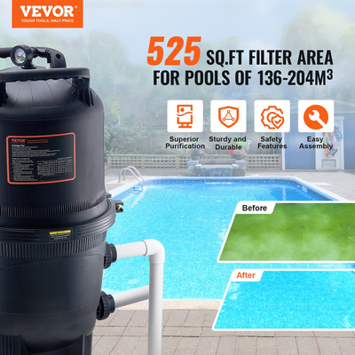 VEVOR Pool Cartridge Filter In/Above Ground Swimming Pool Filtration 49 τ.μ