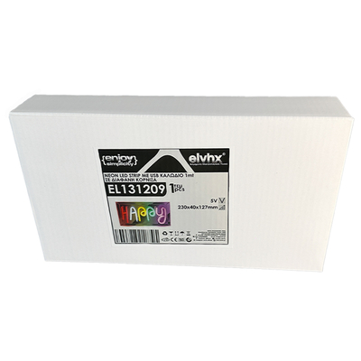 EL131209|NEON LED STRIPS HAPPY neon@transparent frame|USB ΚΑΛΩΔΙΟ 1mt|5V|230x40x127|{enjoysimplicity}™