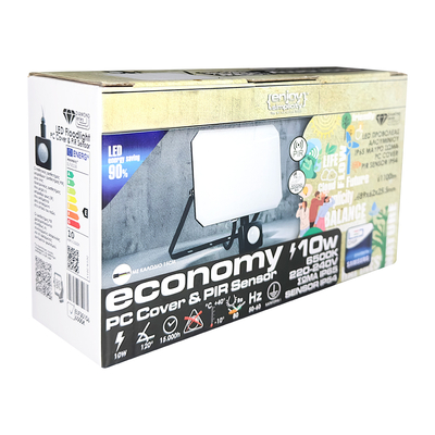 ELF30104 | LED PIR+PC OPALcover 10W|4000k|1100lm FLOODLIGHT ALUM.220-240~IP65/IP54|BLACK|{enjoysimplicity}™