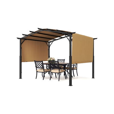 VEVOR 10x12 ft Outdoor Retractable Pergola with Canopy Toxed Top Metal Pergola