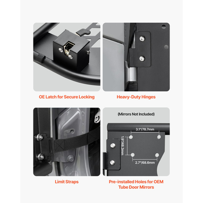 VEVOR 4-Door Jeep Tube Doors Jeep Tubular Door για 2007-2018 Jeep Wrangler JK