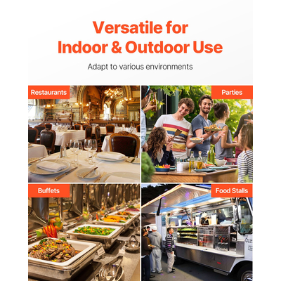 Δίσκος διανομής καρυκευμάτων πάγκου VEVOR Δοχείο σερβιρίσματος φαγητού με 6 τηγάνια