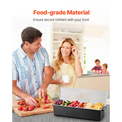 Κρύος δίσκος σερβιρίσματος VEVOR Διακομιστής καρυκευμάτων 6 διαμερισμάτων με διαφανές καπάκι