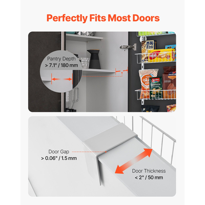 VEVOR 10-Tier Over the Door Pantry Organizer Κρεμαστό ράφι αποθήκευσης Ρυθμιζόμενο