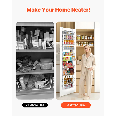 VEVOR 10-Tier Over the Door Pantry Organizer Κρεμαστό ράφι αποθήκευσης Ρυθμιζόμενο