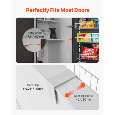 VEVOR 8-Tier Over the Door Pantry Organizer Κρεμαστό ράφι αποθήκευσης Ρυθμιζόμενο