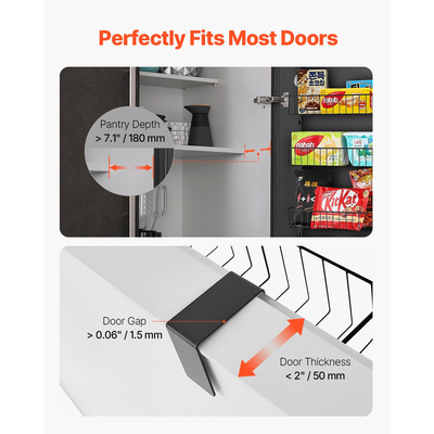 VEVOR 8-Tier Over the Door Pantry Organizer Κρεμαστό ράφι αποθήκευσης Ρυθμιζόμενο