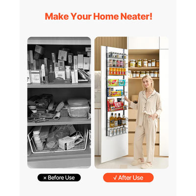 VEVOR 8-Tier Over the Door Pantry Organizer Κρεμαστό ράφι αποθήκευσης Ρυθμιζόμενο
