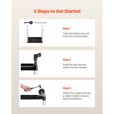 VEVOR Heavy Duty Utility Cart 300 lbs Χωρητικότητα 2-επιπέδων καλάθι σέρβις με ρόδες