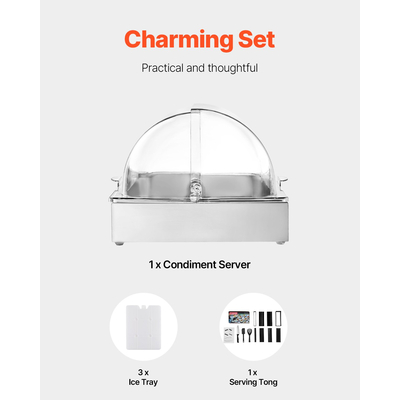 Δοχείο καρυκευμάτων VEVOR πάγκου με καπάκι