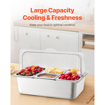 Δίσκος διανομής καρυκευμάτων VEVOR Πάγκος με Οθόνη Δοχείου 5 ταψιών