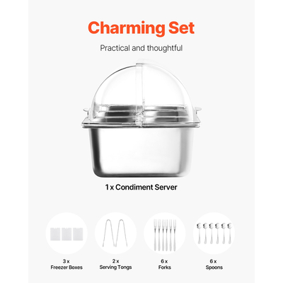 Δίσκος διανομής καρυκευμάτων VEVOR Πάγκος με Οθόνη Δοχείου 5 ταψιών