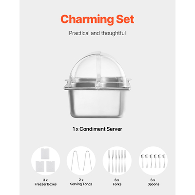 Δίσκος διανομής καρυκευμάτων με 4 ταψιά με οθόνη πάγκου VEVOR