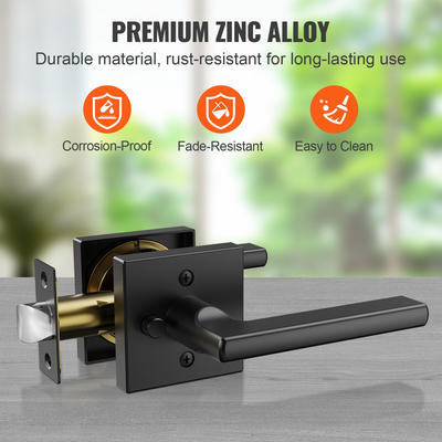 Privacy Door Handle 5PCS Matte Black Square Door Lever Εσωτερικός αναστρέψιμος μοχλός